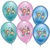 Happy Birthday Latexballons mit Affenmotiv im 6er Pack, 28-30cm von Karaloon GmbH