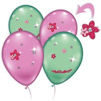 4 Luftballons mit Strass-Steinchen, pink + grün, Ø 23-25cm von Karaloon