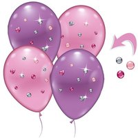 4 Luftballons mit Strass-Steinchen, pink + lila, Ø 23-25cm von Karaloon