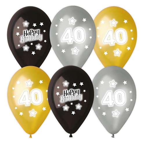 6 Ballons Happy Birthday "40" von Karaloon