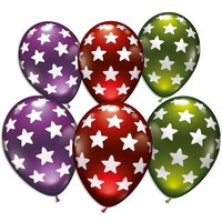 Bunte Ballons mit weißen Sternen, im 6er Pack von Karaloon