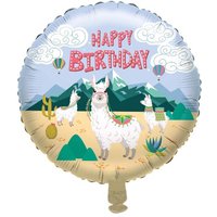 Folienballon "Happy Birthday" mit Motiv niedliche Lamas, 1 Stück von Karaloon