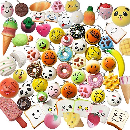 Karids Zufällige Squishies Squishy Pack mit 20 Stück Jumbo Medium Mini Soft Squishie Squishy Kuchen/Panda/Brot/Brötchen Handystraps Toller Geruch von Karids