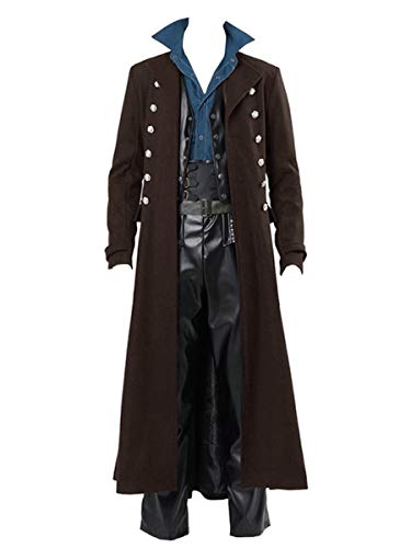 Karlywindow Herren Gothic Steampunk Vintage Jacke Mittelalter Renaissance Viktorianischer Frock Mantel Halloween Kostüm Tailcoat - Braun - Mittel von Karlywindow