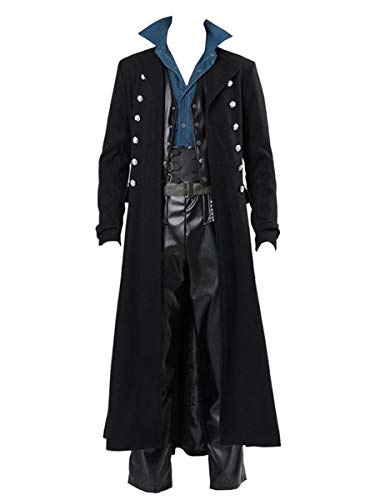 Karlywindow Herren Mittelalter Renaissance Vintage Jacke Steampunk Gothic Viktorianischer Frock Coat Halloween Kostüm Tailcoat - Schwarz - Groß von Karlywindow