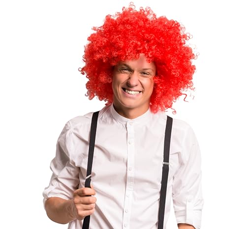 KarneLux Afro Perücke - Lockenperücke Accessoire Karnevalskostüm für Damen und Herren - Ideal für Fasching, Karneval oder Motto Partys (Rot) von KarneLux