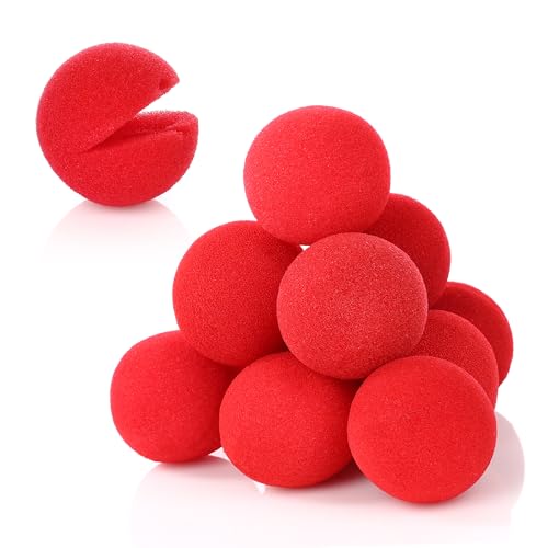 KarneLux Clownnasen Rot 12er Pack aus Schaumstoff - Clown Kostüm Accessoire - Clown-Nase für Karneval, Fasching, Zirkus oder Kindergeburtstage von KarneLux