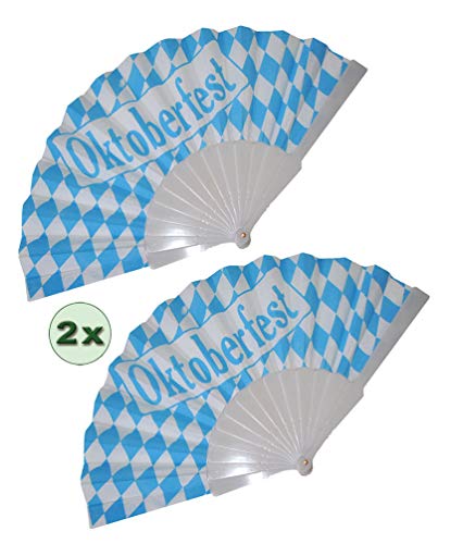 Karneval-Klamotten Fächer Oktoberfest blau weiß 2 Stück Karneval von Karneval-Klamotten