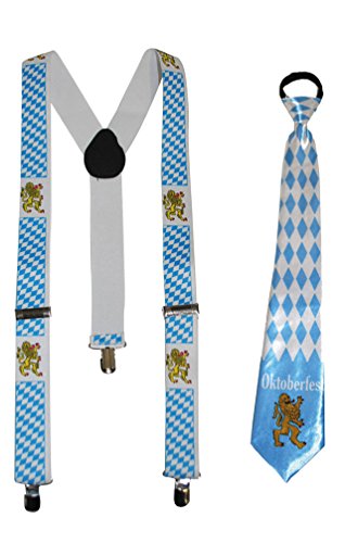 Karneval-Klamotten Hosenträger Oktoberfest Karneval Oktoberfest Herren INKL. Krawatte Oktoberfest von Karneval-Klamotten