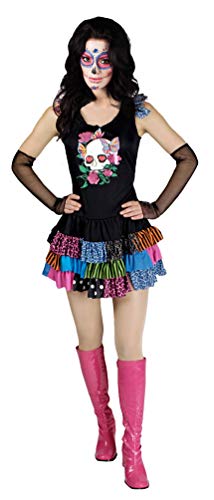 Karneval-Klamotten La Catrina Kostüm Damen kurzes Kleid mit Totenkopf von Karneval-Klamotten