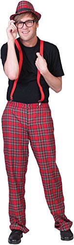Karneval-Klamotten Nerd Streber Kostüm Herren Karierte Hose rot kariert Karohose Herrenkostüm Karneval-Klamotten Nerd Streber Kostüm Herren Karierte Hose rot kariert Karohose Herrenkostüm von Karneval-Klamotten