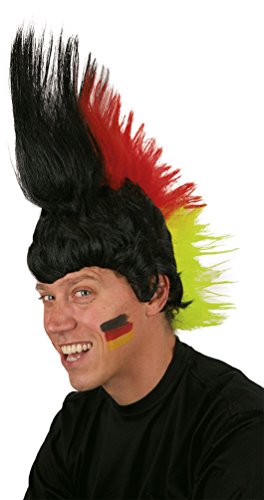 Karneval-Klamotten Perücke Deutschland schwarz rot Gold Fan Deutschland-Perücke Irokese Luxus Herren Damen EM WM Herren Fußball von Karneval-Klamotten