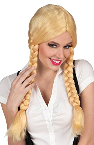 Karneval-Klamotten Perücke Oktoberfest Dirndl Heidi Bayern blond Damen Karneval von Karneval-Klamotten