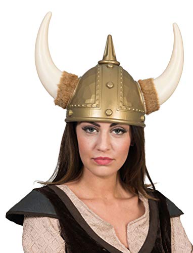 Karneval-Klamotten Wikinger-Helm Erwachsene Damen Herren Viking-Helm Nordmann mit Fell von Karneval-Klamotten