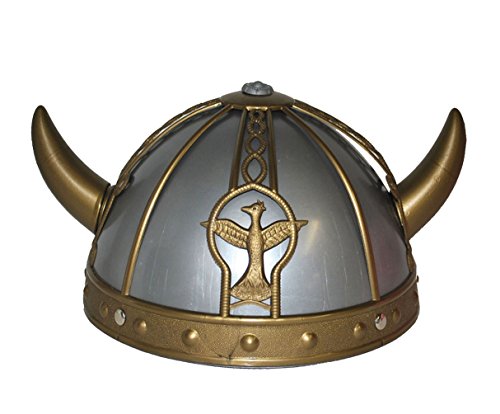 Karneval-Klamotten Wikinger-Helm Kinder grau Gold Helm Wikinger Gallier Helm Karneval von Karneval-Klamotten