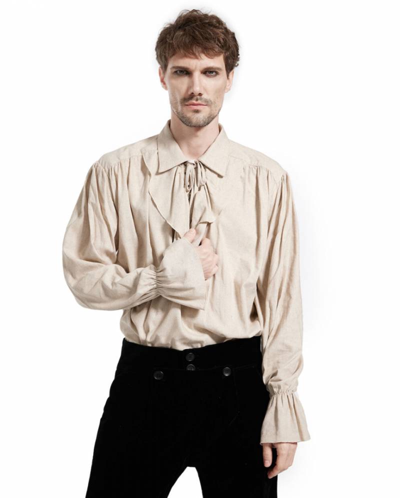 Beiges Piratenhemd Deluxe im Leinen Style Beiges Piratenhemd Deluxe im Leinen Style