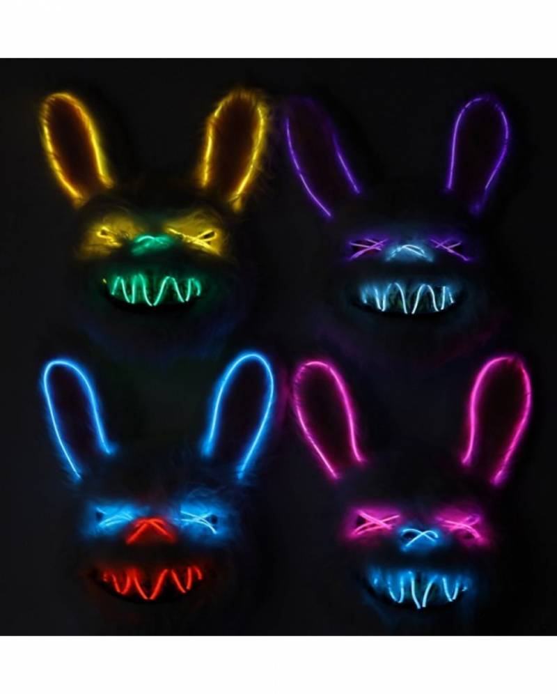 Beleuchtete Hasen LED Maske  Leuchtmaske von Karneval Universe