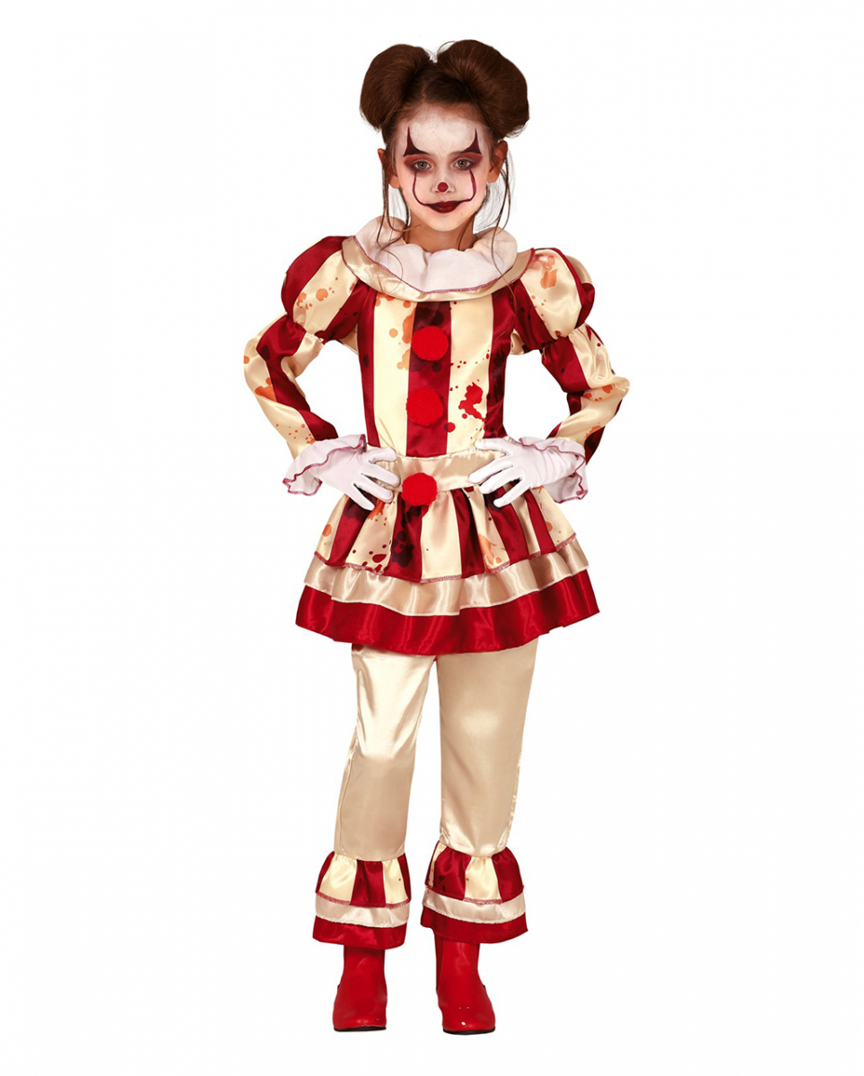 Blutiges Clownskind Mädchen Kostüm ➤ JETZT ordern 5-6 Jahre von Karneval Universe