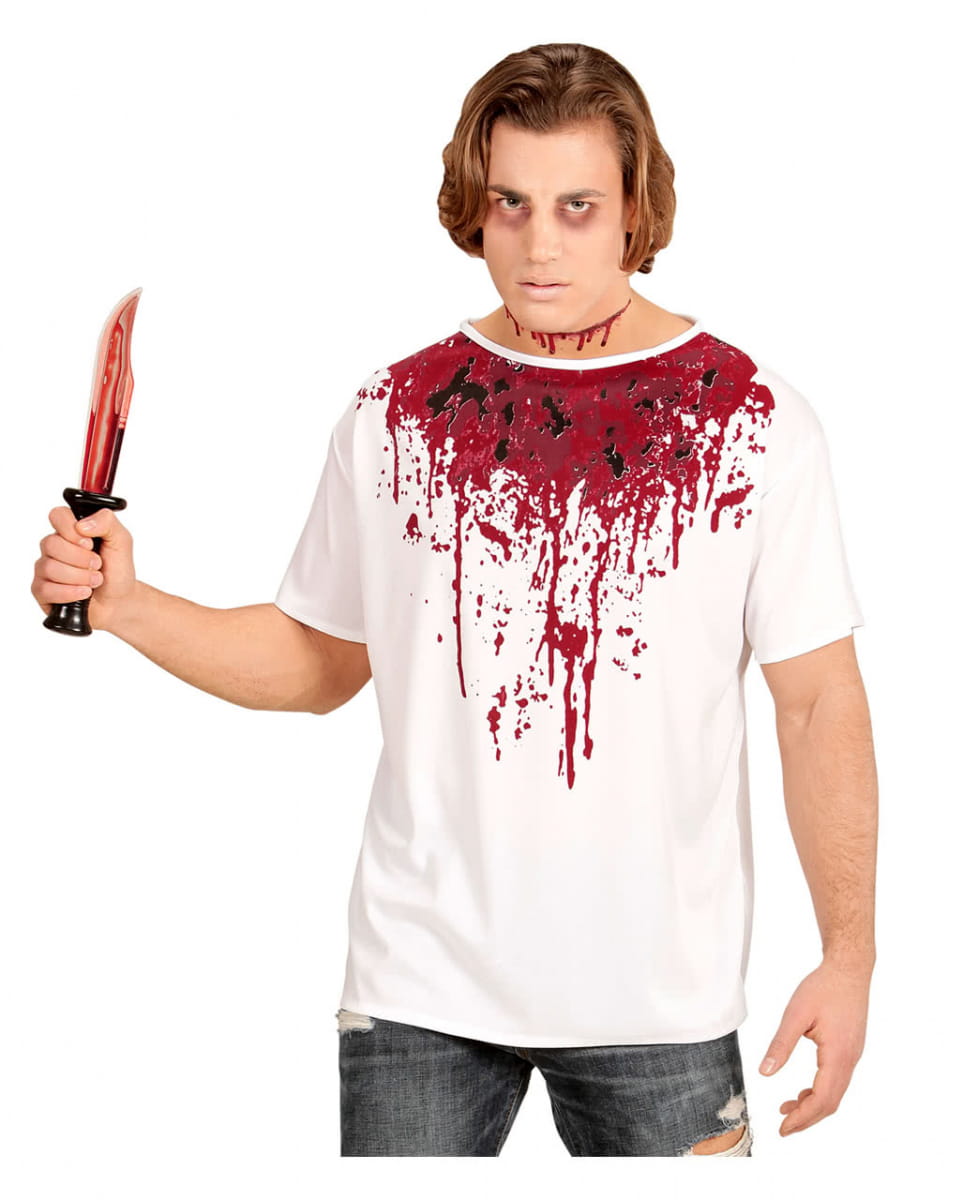 Blutiges Kostüm-Shirt  für Horror-Partys M/L von Karneval Universe