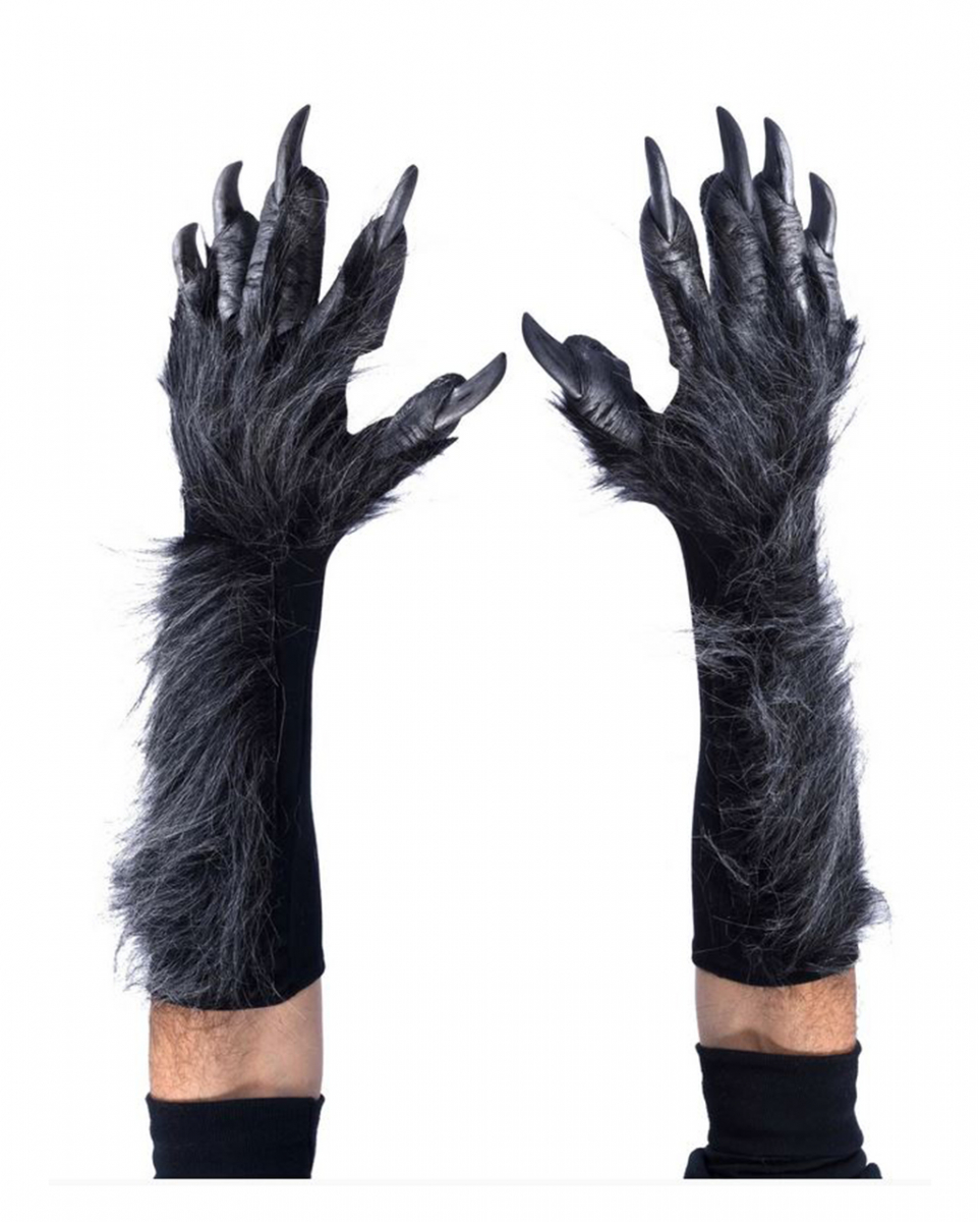 Graue Werwolf Handschuhe mit Kunstfell Deluxe ➔ von Karneval Universe