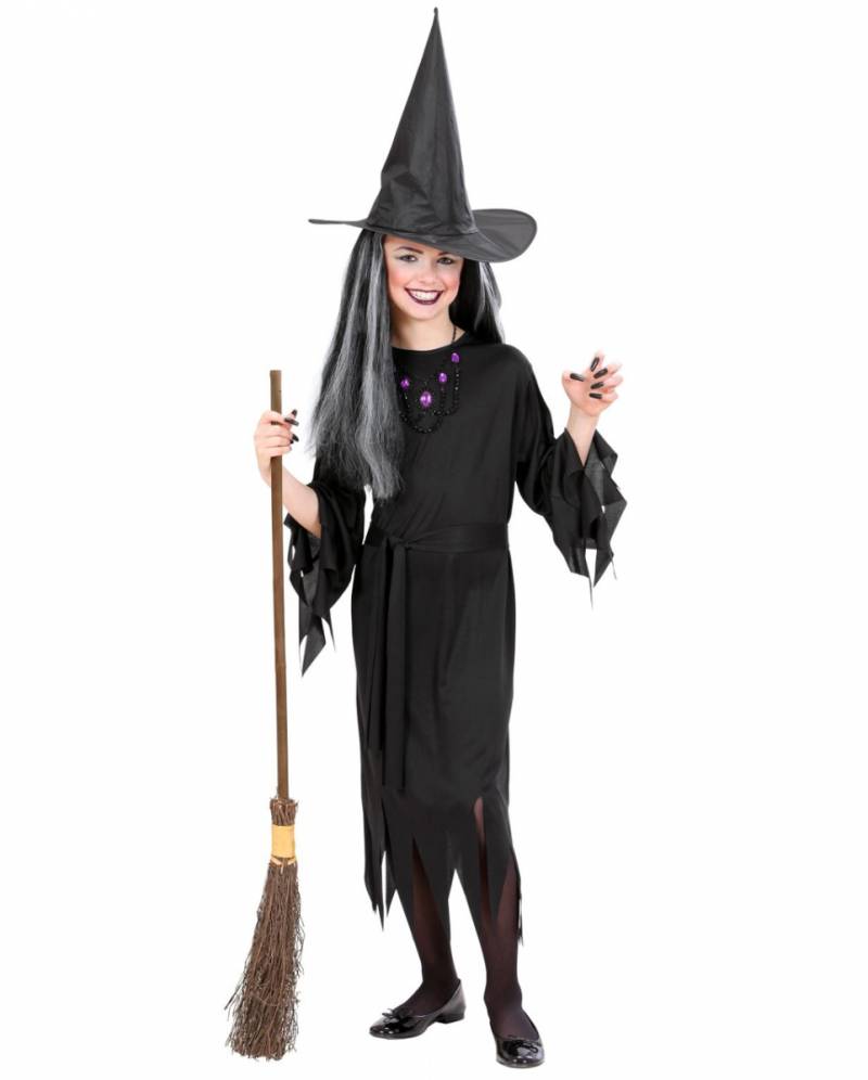 Kinder Hexenkostüm mit Hut & Gürtel ➔ Halloween ? S 128 cm / 5-7 Jahre von Karneval Universe