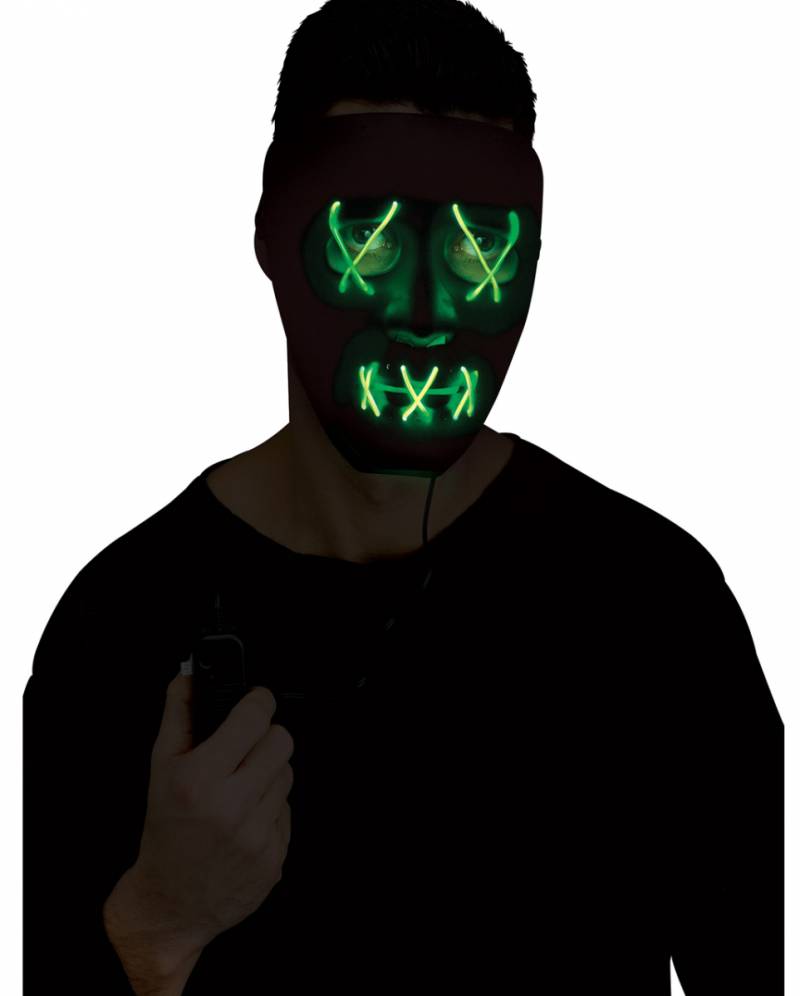 Leuchtende LED Maske Grün - Schwarz kaufen von Karneval Universe