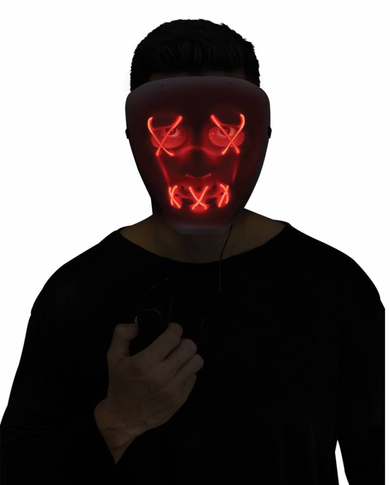 Leuchtende LED Maske Rot - Weiß kaufen von Karneval Universe