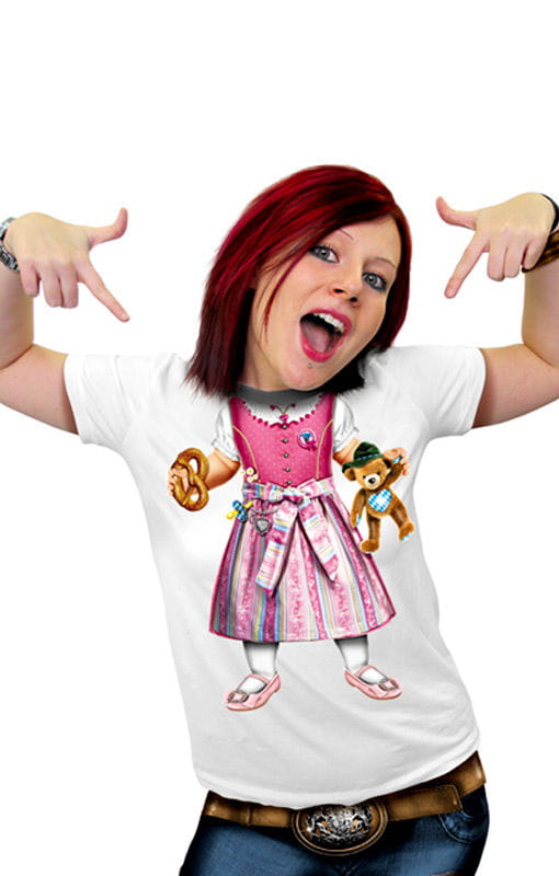 Lustiges Wiesn T-Shirt mit Baby Dirndl   Oktoberfest T-Shirt mit Dirndl Druck M / 38 von Karneval Universe