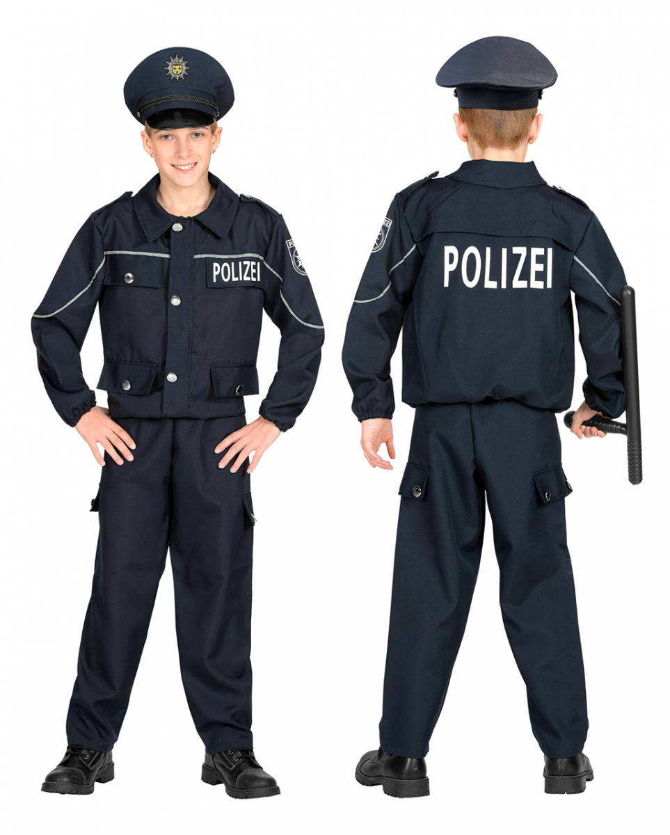 Polizisten Kostüm Blau für Kinder zu Fasching 11-13 Jahre von Karneval Universe