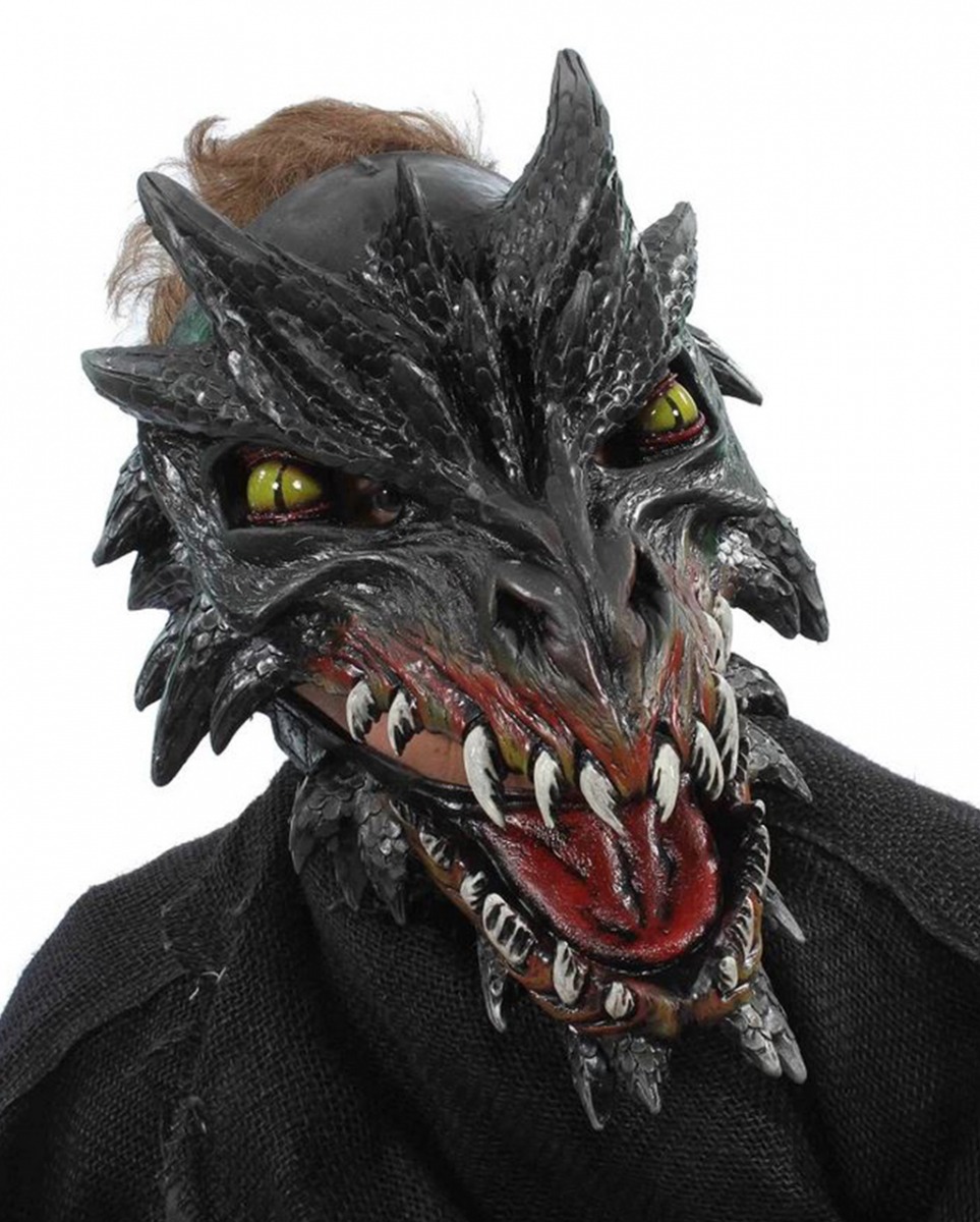 Schwarze Drachen Maske Deluxe für Fasching von Karneval Universe