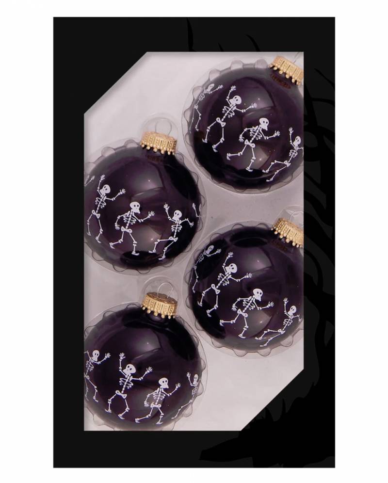 Tanzende Skelette Halloween Christbaumkugeln Ø6,5cm 4 Stück ★ von Karneval Universe