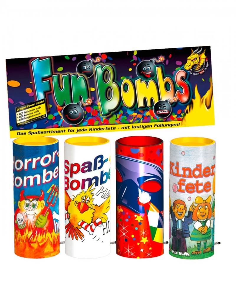 Tischfeuerwerk Fun Bombs 4er Set für Kinder von Karneval Universe