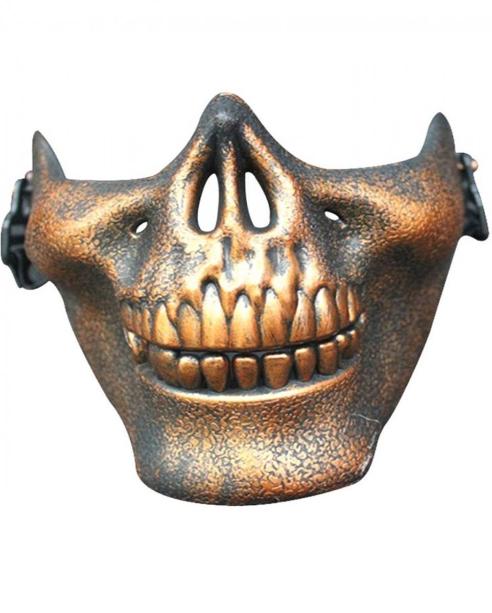 Totenkopf Halbmaske bronze Halloween Maske von Karneval Universe