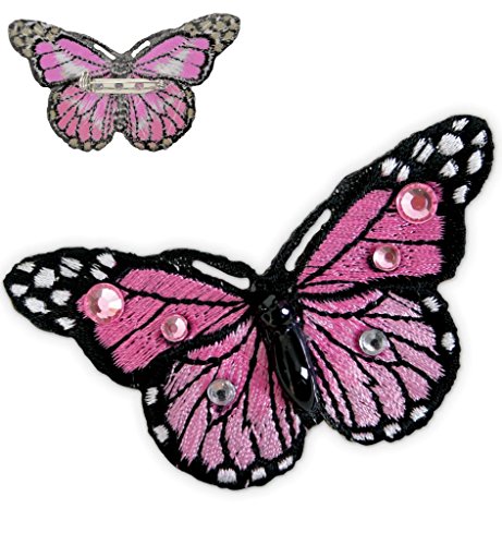 Anstecker Schmetterling, sortierte Farben, Karneval, Accessoire (rosa) von KarnevalsTeufel.de