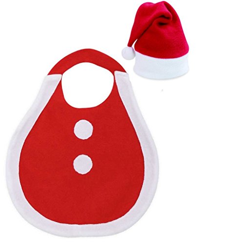 KarnevalsTeufel.de Baby-Set 'Süßer Nikolaus' 2-teilig Nikolausmütze und Lätzchen in rot/weiß Weihnachten Santa Babykostüm von KarnevalsTeufel.de