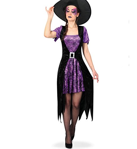 KarnevalsTeufel Damen-Kostüm Hexe Violetta, violett-schwarz, Witch, Zauberin, sexy Kleid, Halloween (44) von KarnevalsTeufel.de
