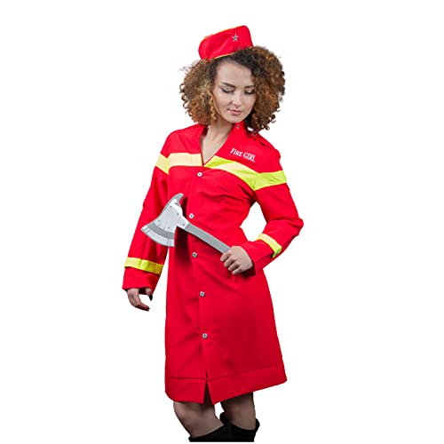 KarnevalsTeufel Damenkleid Feuerwehrfrau Kostüm rot Uniform Firefighter Karneval Beruf Fire Girl Feuerwehrdame (44) von KarnevalsTeufel.de