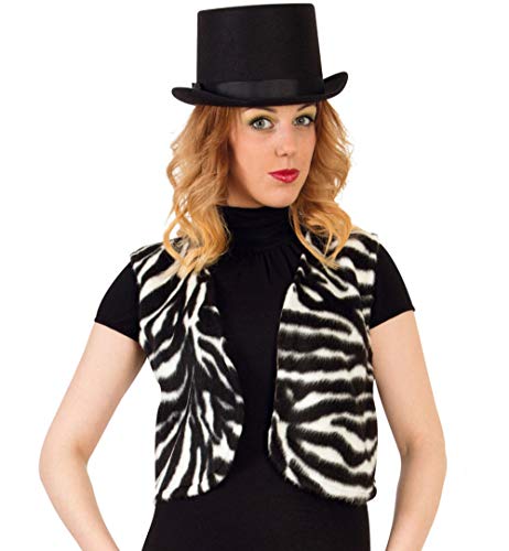 KarnevalsTeufel Damenkostüm-Set Zebra, 2-TLG Weste und Zylinder (ca. 58 cm) | M, XL | Plüsch, Tierkostüm, Karneval, Mottoparty (M) von KarnevalsTeufel.de