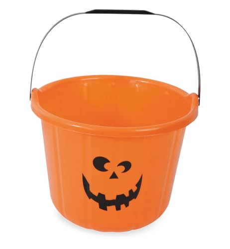 KarnevalsTeufel Eimer mit Henkel zum Sammeln von Süßigkeiten 3 Designs Süßes oder Saures Trick or Treat (Orange) von KarnevalsTeufel.de