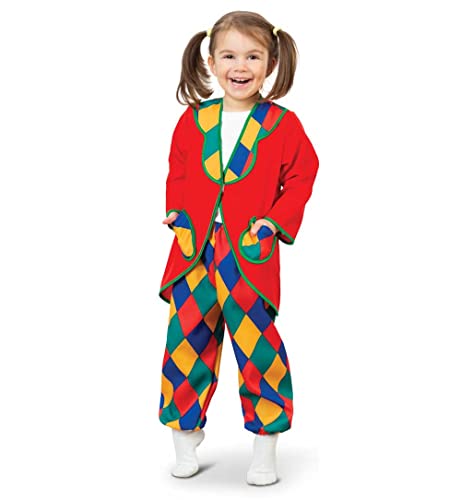 KarnevalsTeufel Kinder Kostüm Clown Spaßmacher Zirkusclown Spaßvogel 2 tlg. Oberteil und Hose bunt Klassiker für Jungen und Mädchen Harlekin (104) von KarnevalsTeufel.de