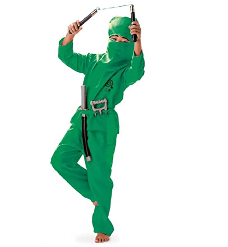 KarnevalsTeufel Kinder Kostüm Green Ninja, Grüner-Ninja, Assasine, Kämpfer Teens(152) von KarnevalsTeufel.de