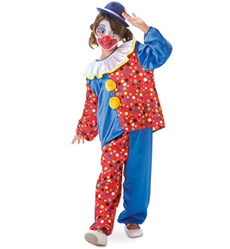 KarnevalsTeufel Kinderkostüm Clown Pünktchen 2-teilig Oberteil und Hose in blau und rot Zirkus Harlekin Narr Schelm von KarnevalsTeufel.de