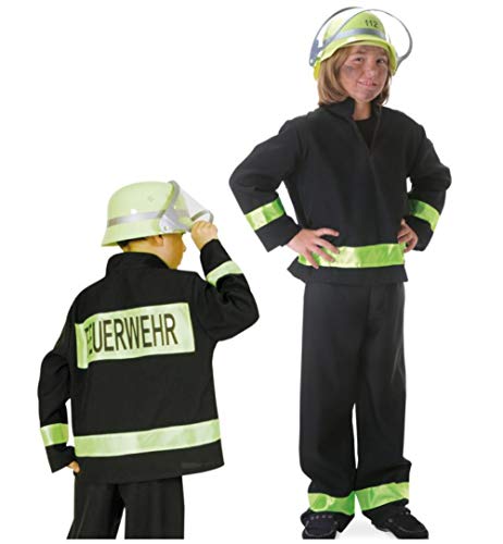 KarnevalsTeufel Kinderkostüm "Feuerwehrmann schwarz" 2-tlg. Oberteil und Hose, Karneval, Fasching, Mottoparty (104) von KarnevalsTeufel.de