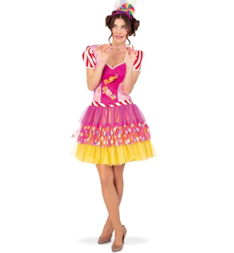 KarnevalsTeufel Kleid Candy für Erwachsene Damen Sweets Bonbons Süßigkeiten bunt (38) von KarnevalsTeufel.de