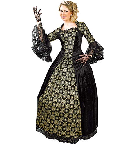 KarnevalsTeufel Kostüm Outfit Damenkostüm, Damenkleid Barock, Ballkleid, in schwarz-Gold ca. knöchellang Langarm (38) von KarnevalsTeufel.de