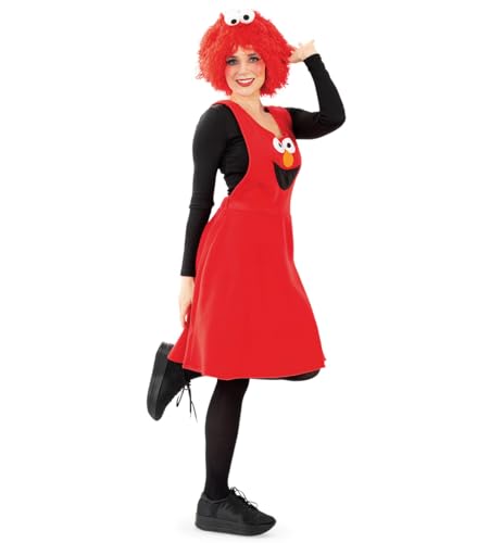 KarnevalsTeufel Kostüm Outfit Keks Krümel oder Kuschel für Erwachsene Buntes Monster Kleid für Erwachsene - Lustige Kleider mit Haarreif in blau oder rot, knielang (Rot, L) von KarnevalsTeufel.de