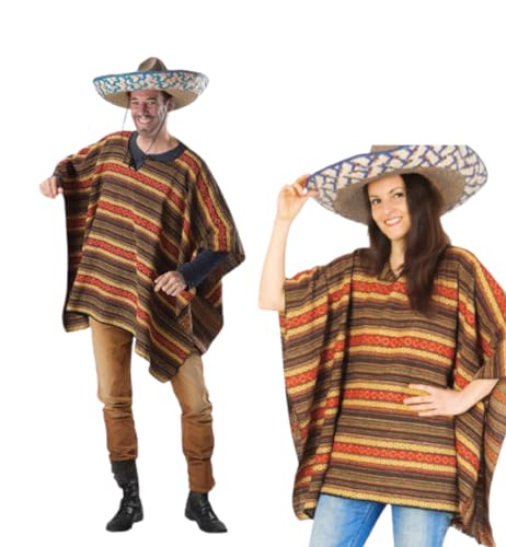 KarnevalsTeufel Kostüm-Set Poncho und Sombrero 2-teilig Hut Mexikaner und Poncho EL Sancho von KarnevalsTeufel.de