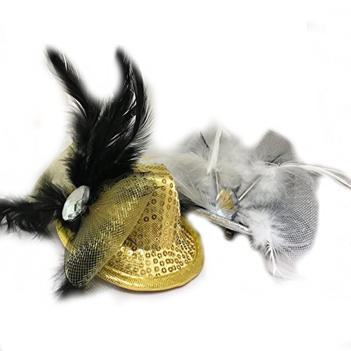 KarnevalsTeufel.de Minihut Silvester mit Schleife Silber Gold Pailletten (Silber) von KarnevalsTeufel.de