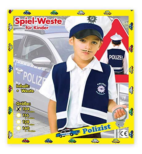 KarnevalsTeufel Polizeiweste, Spiel-Weste für Kinder, Polizei, Ordnungshüter, Wachtmeister (116) von KarnevalsTeufel.de