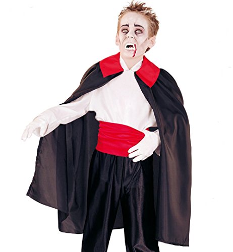 KarnevalsTeufel Vampir-Umhang für Kinder, Cape mit Kragen, schwarz-rot, Dracula, Blutsauger, Geisterstunde, Halloween (128-140) von KarnevalsTeufel.de